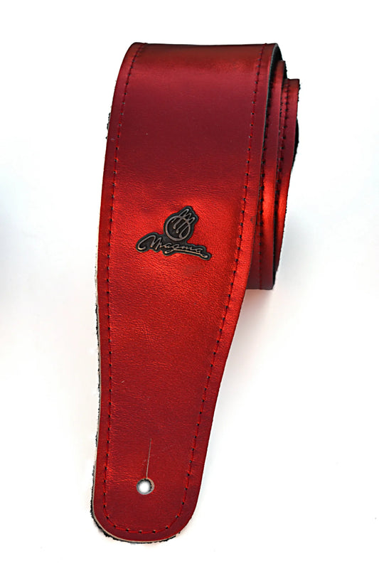 Magma Leathers 2.52" Delux Argentinean Chamois Leather Guitar Strap Red by Magma