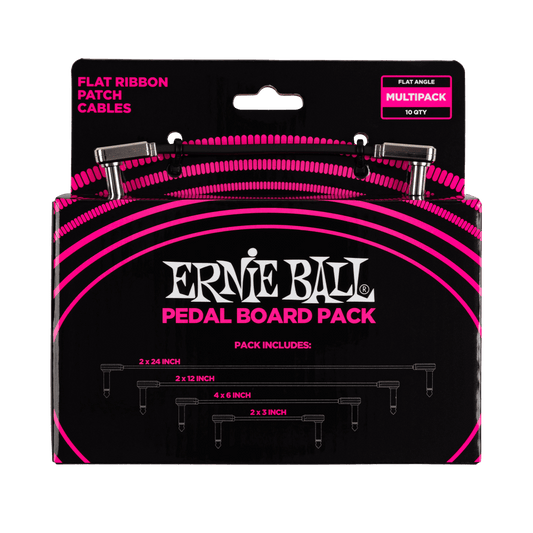 Ernie Ball P06224 Flat Ribbon Pedalboard Patch Cables Pedalboard Multi-Pack - Black by Ernie Ball