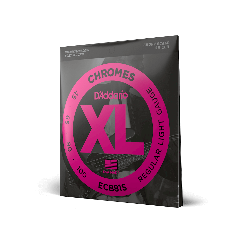 D'Addario XL Chromes Flatwound Bass Guitar Strings -.045-.100 Short Scale by D'ADDARIO