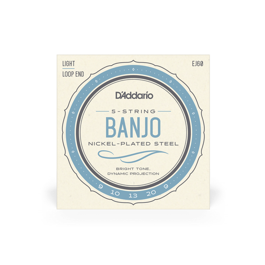 D'Addario EJS60 5-String Banjo Strings, Stainless Steel, Light, 10-20 by D'Addario