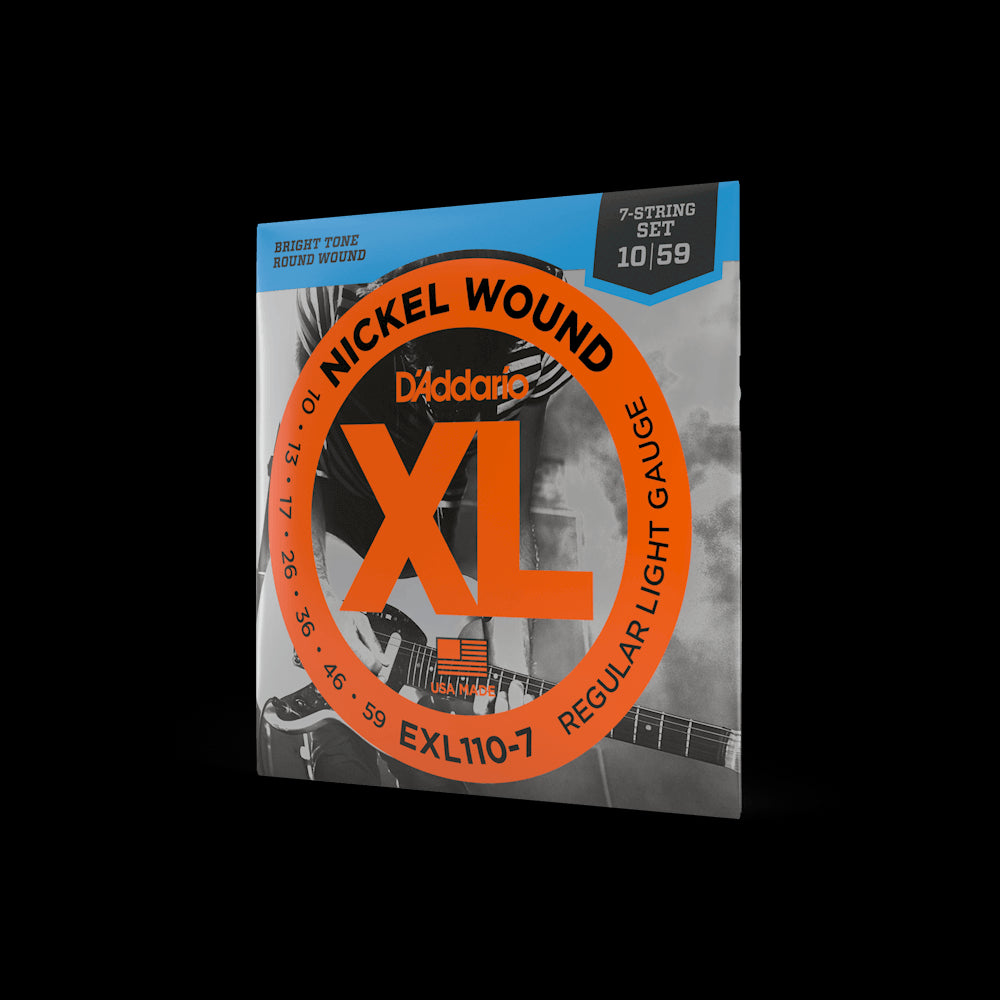 D'Addario EXL110-7 7-String Nickel Wound Electric Guitar Strings, Regular  Light, 10-59 by D'Addario