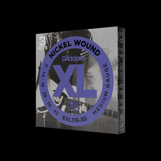 D'Addario EXL115 Nickel Wound Electric Guitar Strings, Medium/Blues-Jazz Rock, 11-49 by D'Addario