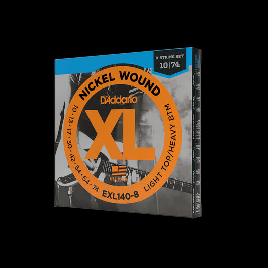 D'Addario EXL140-8 8-String Nickel Wound Electric Guitar Strings, Light Top/Heavy Bottom, 10-74 by D'Addario