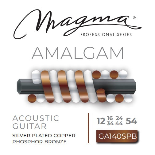 Magma Acoustic Guitar Strings Medium Light Gauge AMALGAM 012 - .054 (GA140SPB) by Magma