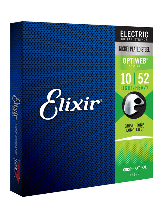 Elixir 19077 Nickel Plated Steel Electric Guitar Strings with Optiweb. Light Heavy 10-52