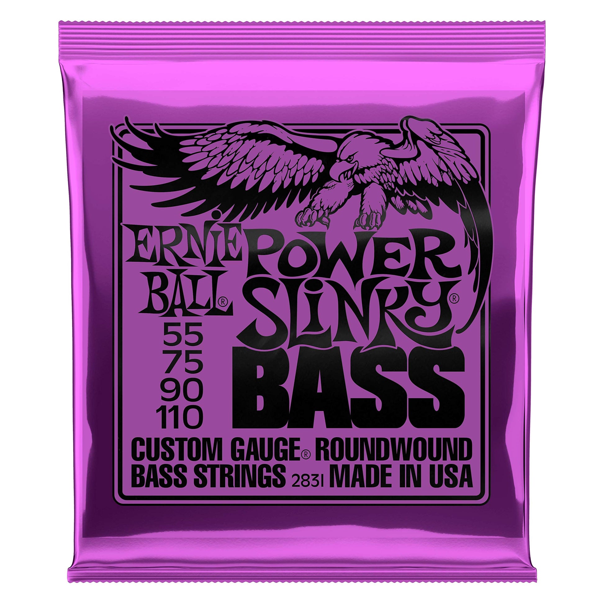 Ernie Ball P02831 Power Slinky Nickel Wound Electric Bass Guitar Strings 55-110 by Ernie Ball