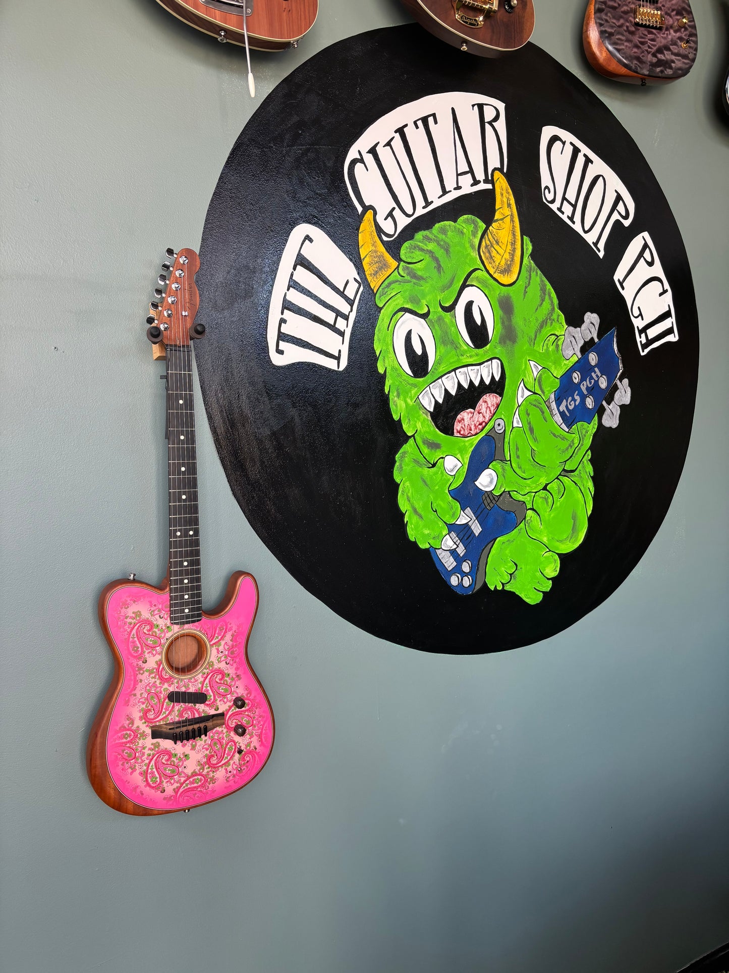 Used Fender USA Acoustasonic Telecaster Paisley Pink