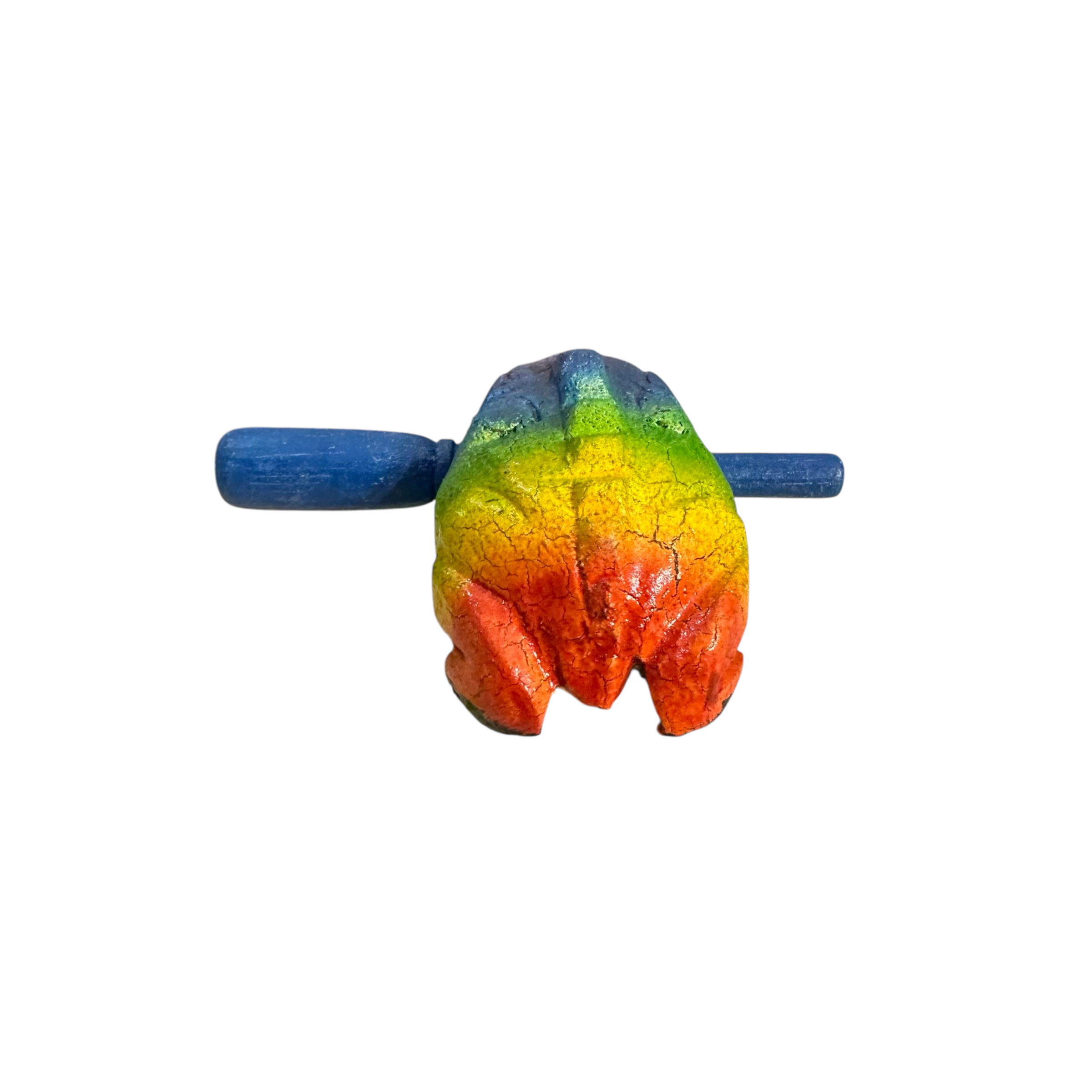 1.5" Wooden Musical Frog - Rainbow Design (Percussion Instrument)