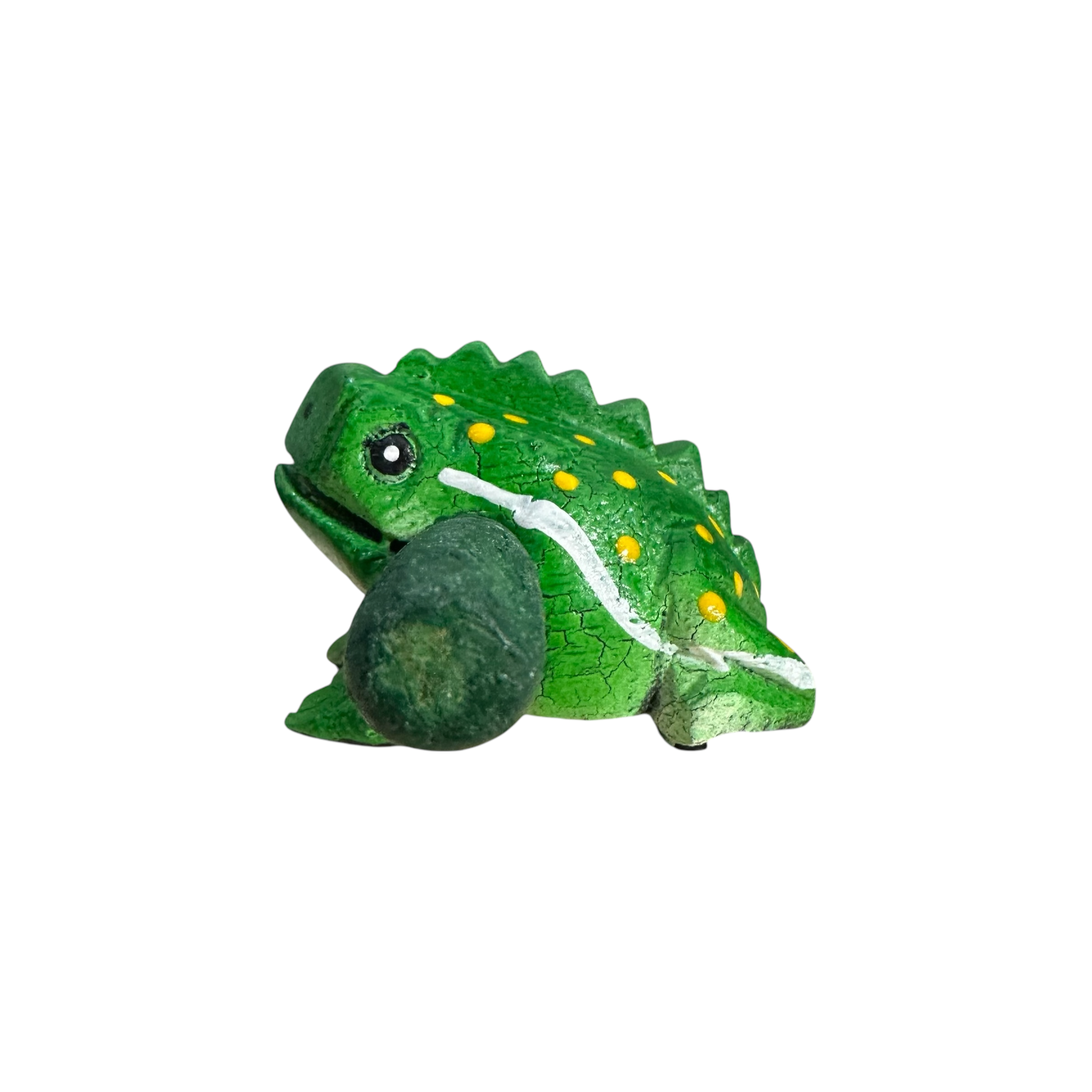 1.5" Wooden Musical Frog - Green Leaf Design (Percussion Instrument)
