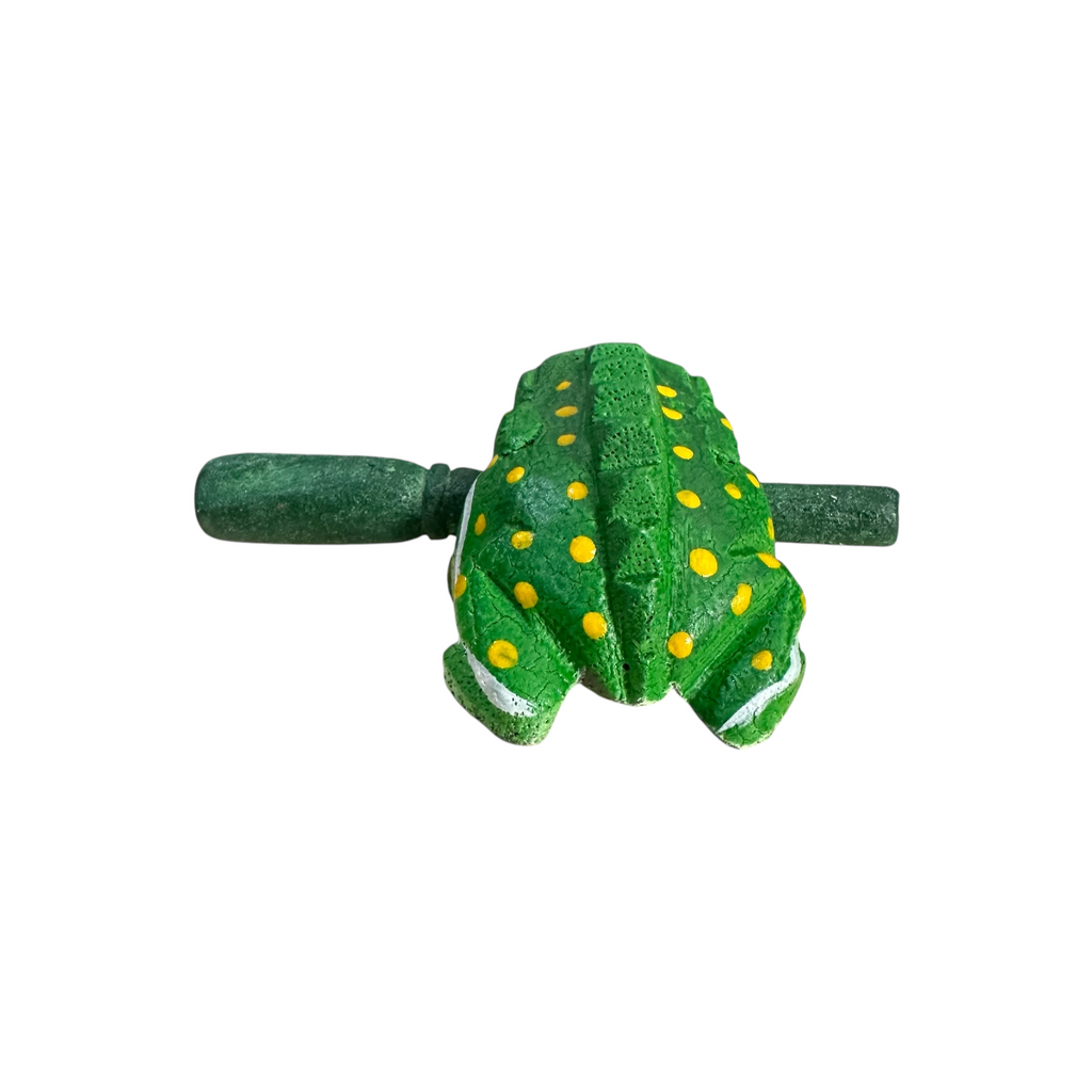 1.5" Wooden Musical Frog - Green Leaf Design (Percussion Instrument)