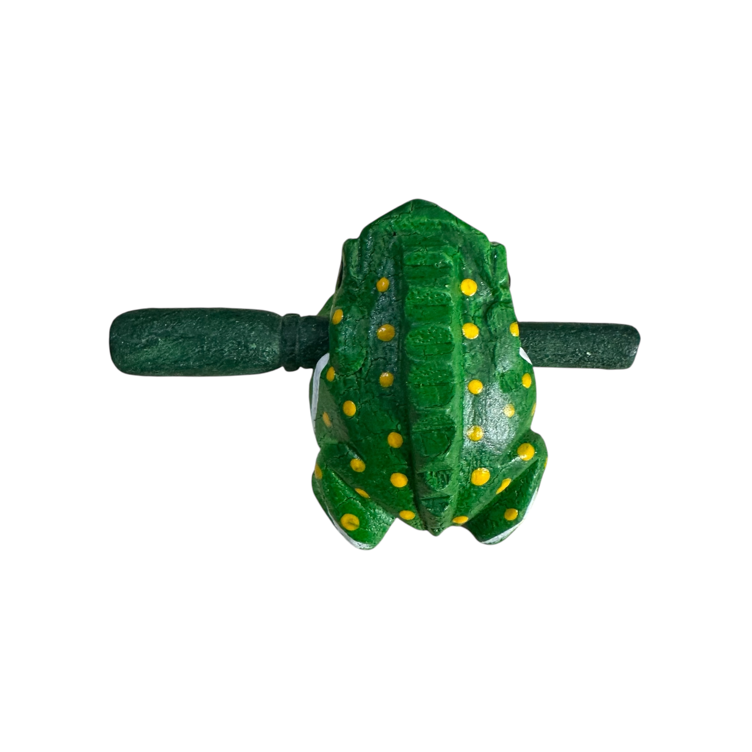 1.5" Wooden Musical Frog - Green Leaf Design (Percussion Instrument)
