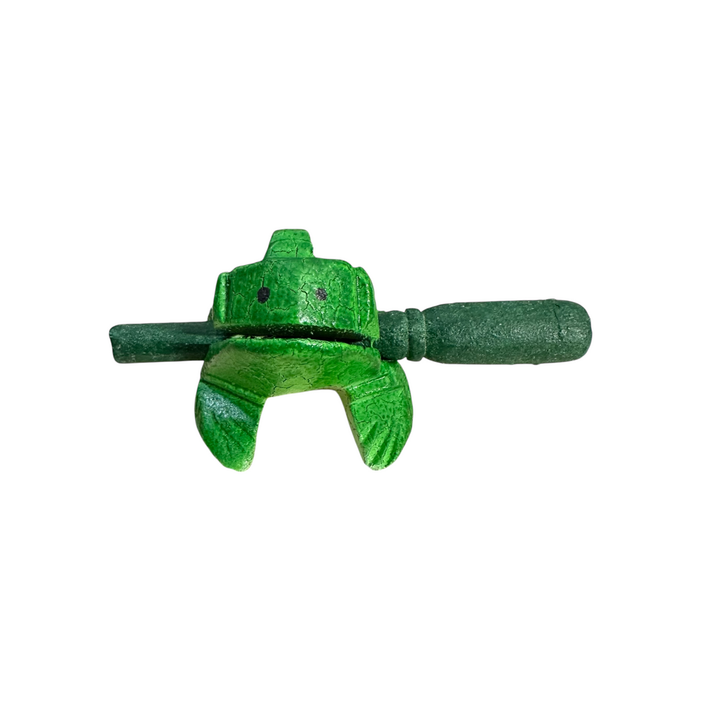 1.5" Wooden Musical Frog - Green Leaf Design (Percussion Instrument)
