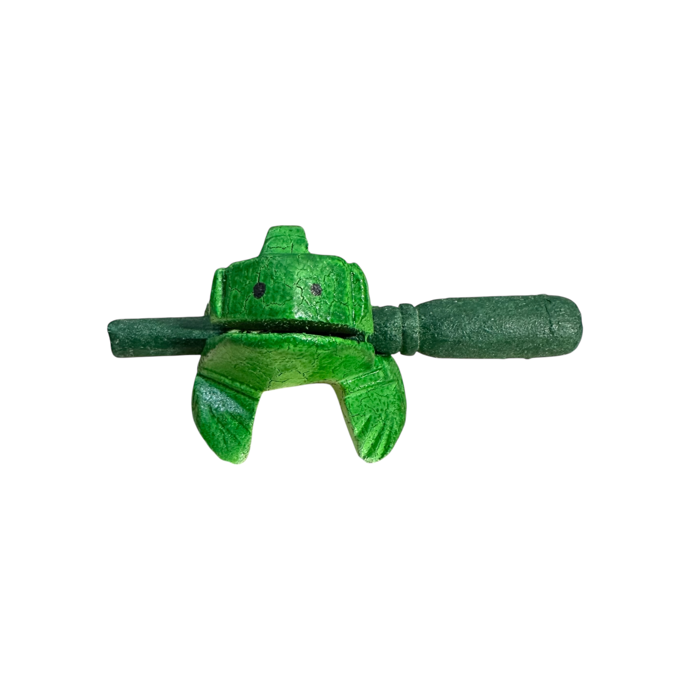 1.5" Wooden Musical Frog - Green Leaf Design (Percussion Instrument)