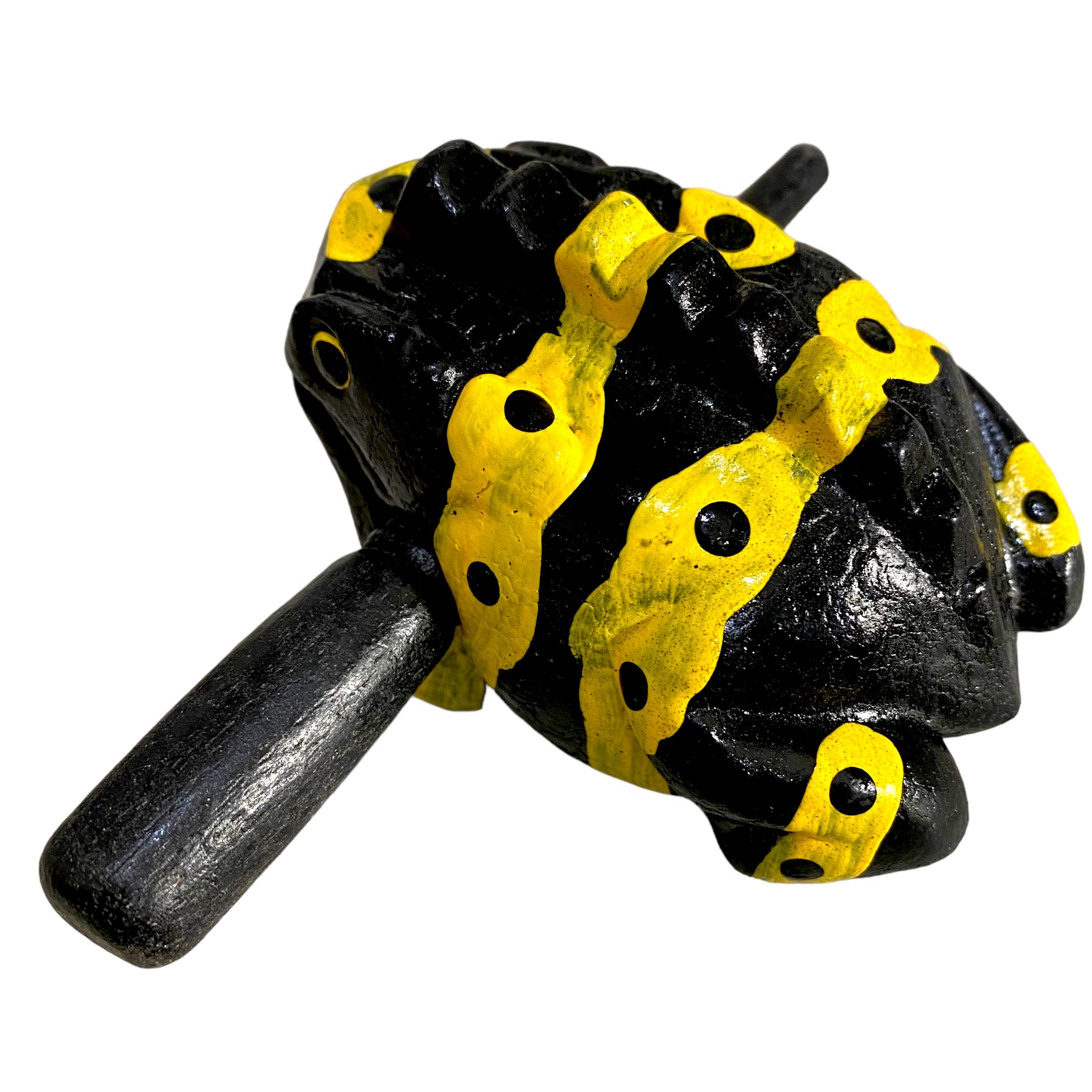 1.5" Wooden Musical Frog - Yellow Dart Design (Percussion Instrument)