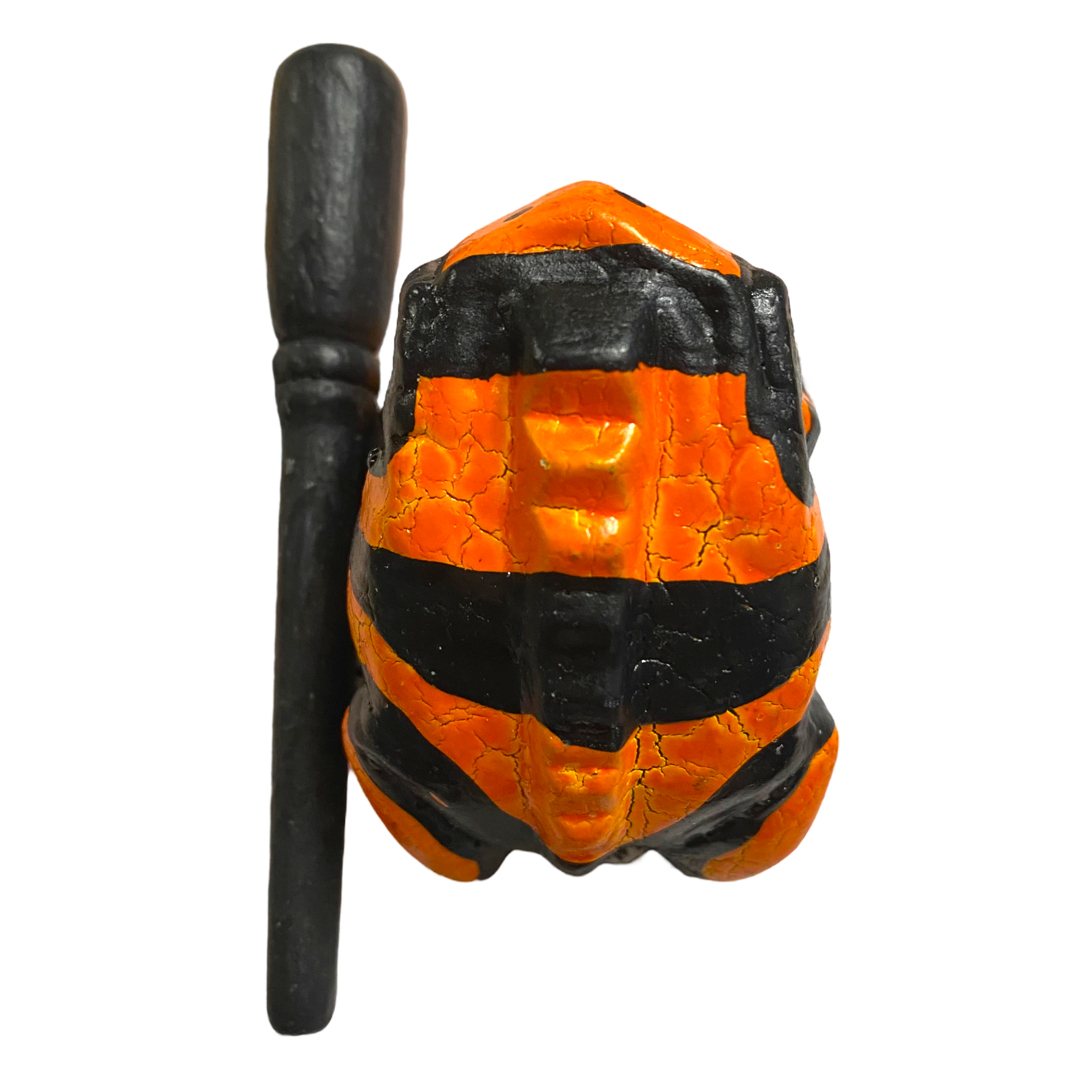 1.5" Wooden Musical Frog - Orange Dart Design (Percussion Instrument)