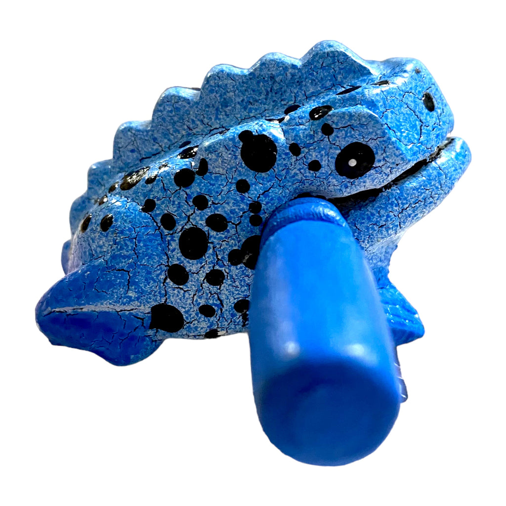 1.5" Wooden Musical Frog - Blue Dart Design (Percussion Instrument)