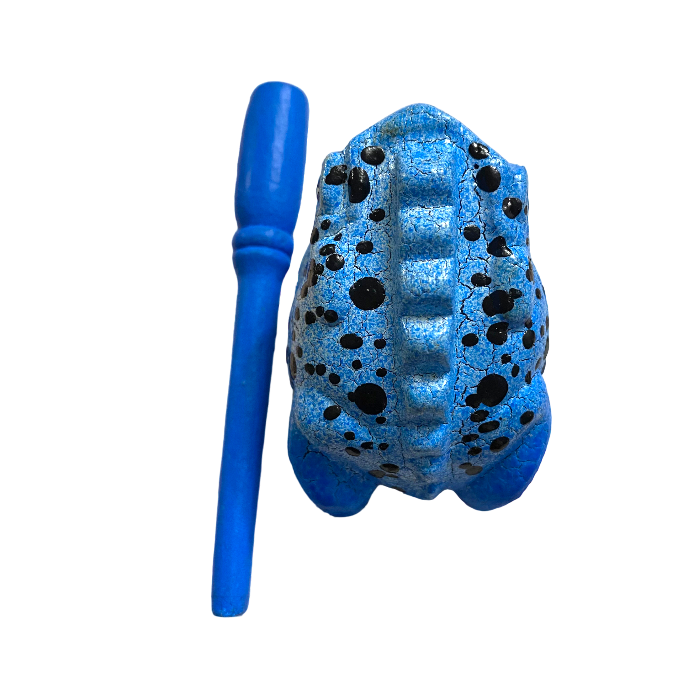 1.5" Wooden Musical Frog - Blue Dart Design (Percussion Instrument)