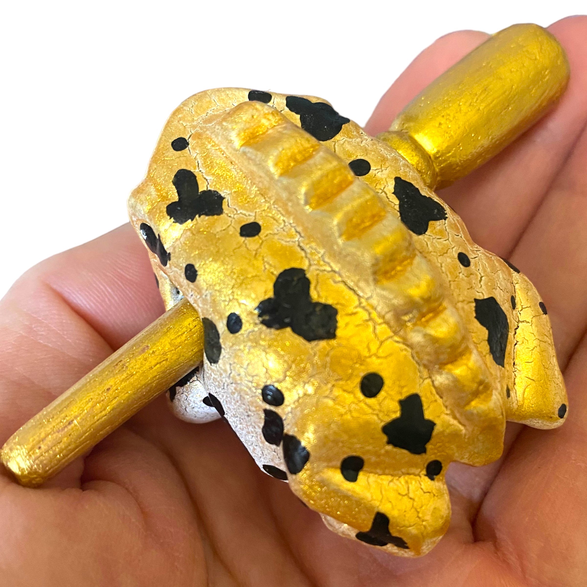 1.5" Wooden Musical Frog - Egyptian Golden Design (Percussion Instrument)