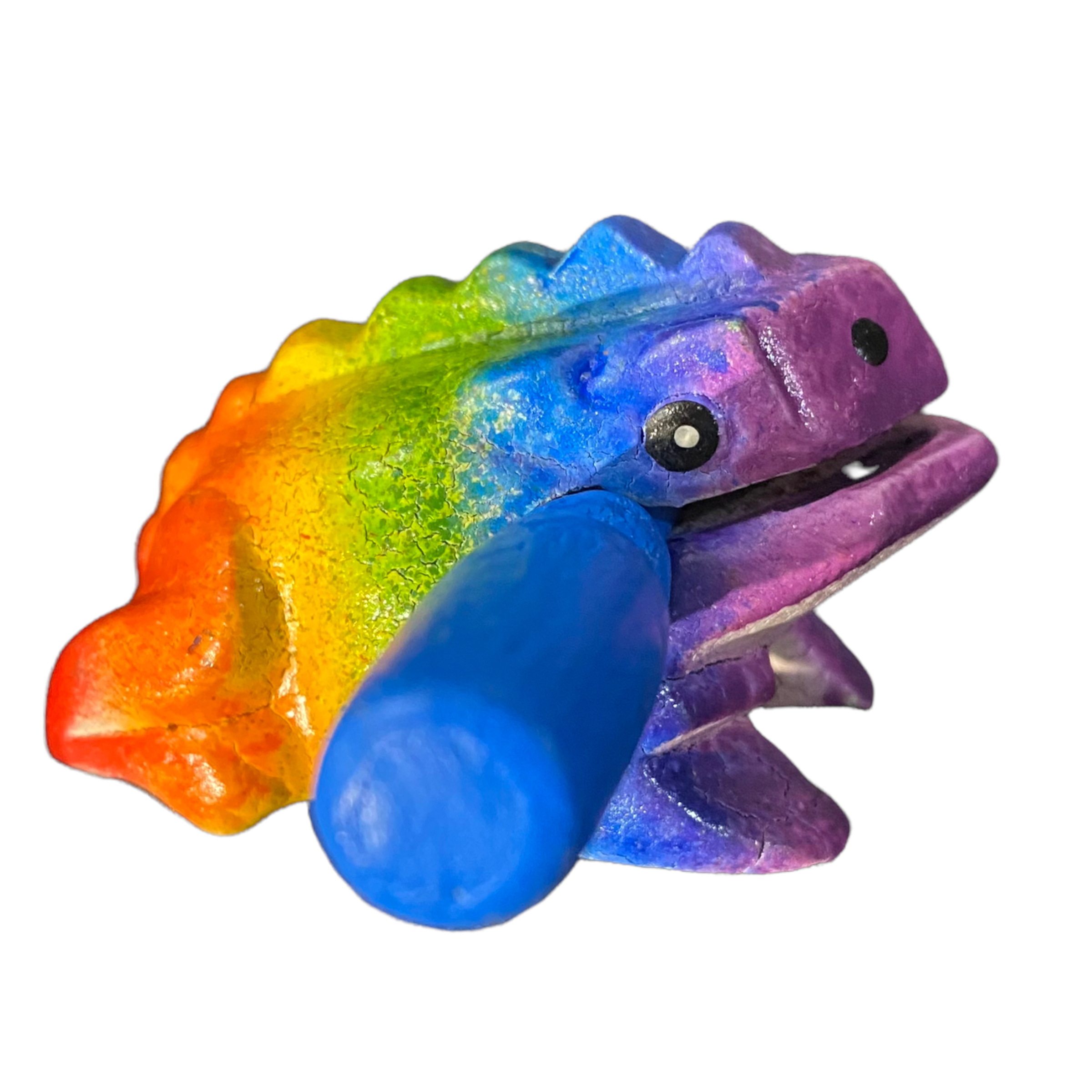 1.5" Wooden Musical Frog - Rainbow Design (Percussion Instrument)