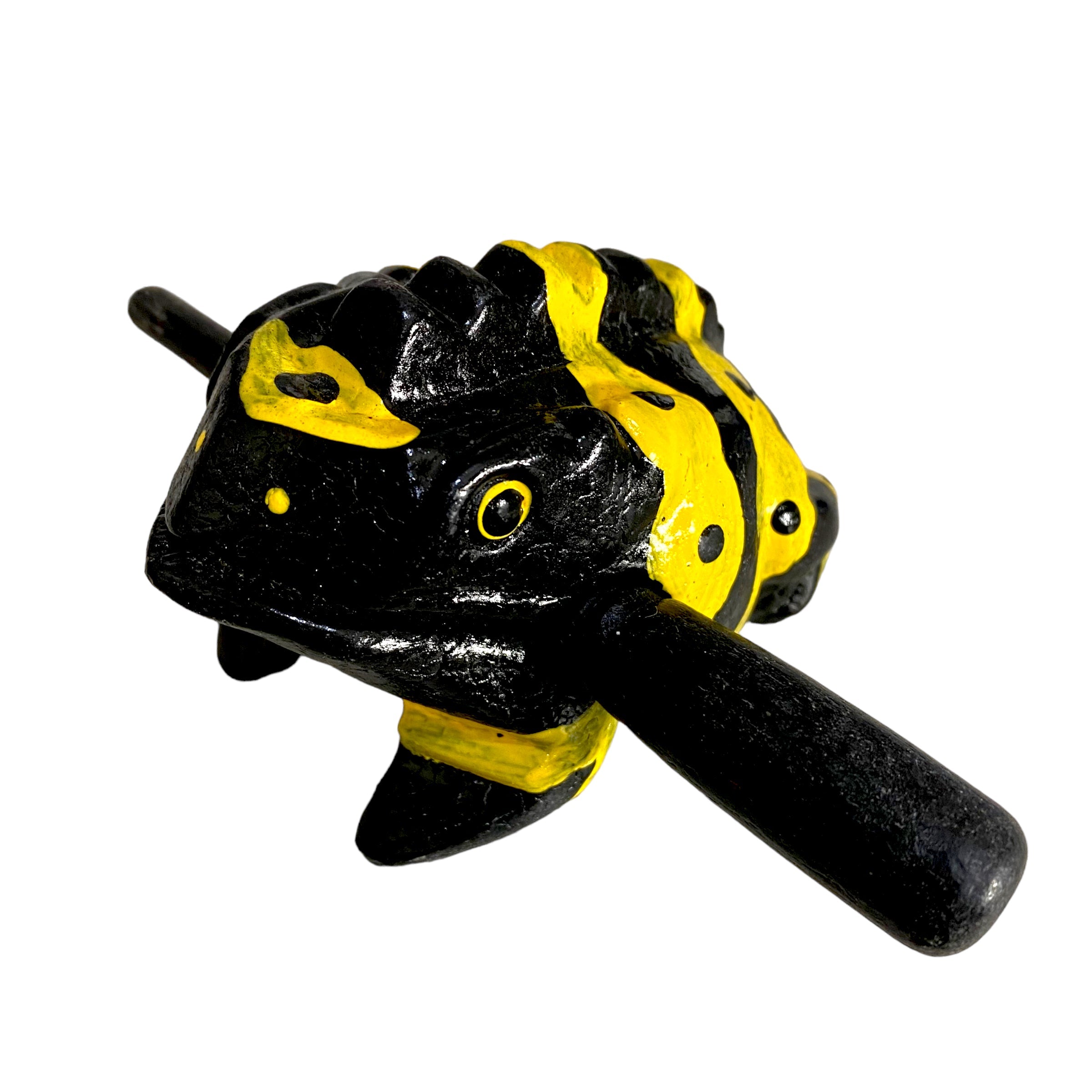 1.5" Wooden Musical Frog - Yellow Dart Design (Percussion Instrument)