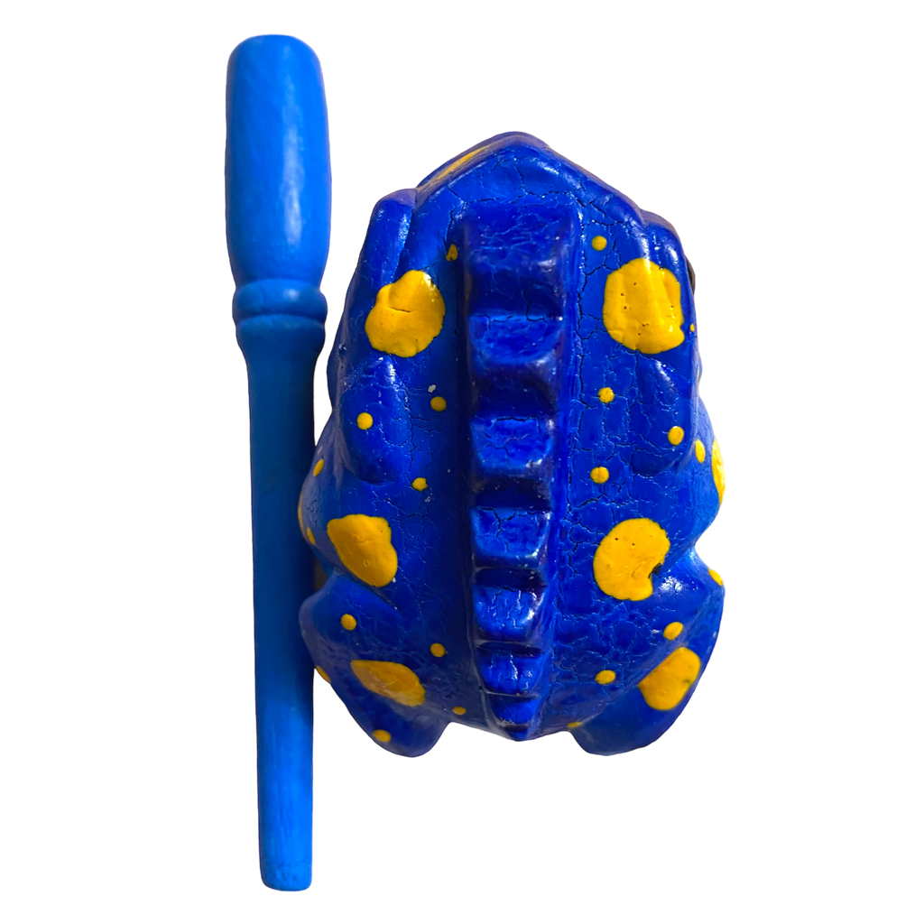 1.5" Wooden Musical Frog - Sea Design (Percussion Instrument)