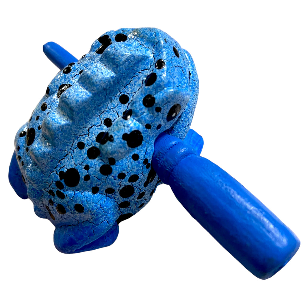 1.5" Wooden Musical Frog - Blue Dart Design (Percussion Instrument)