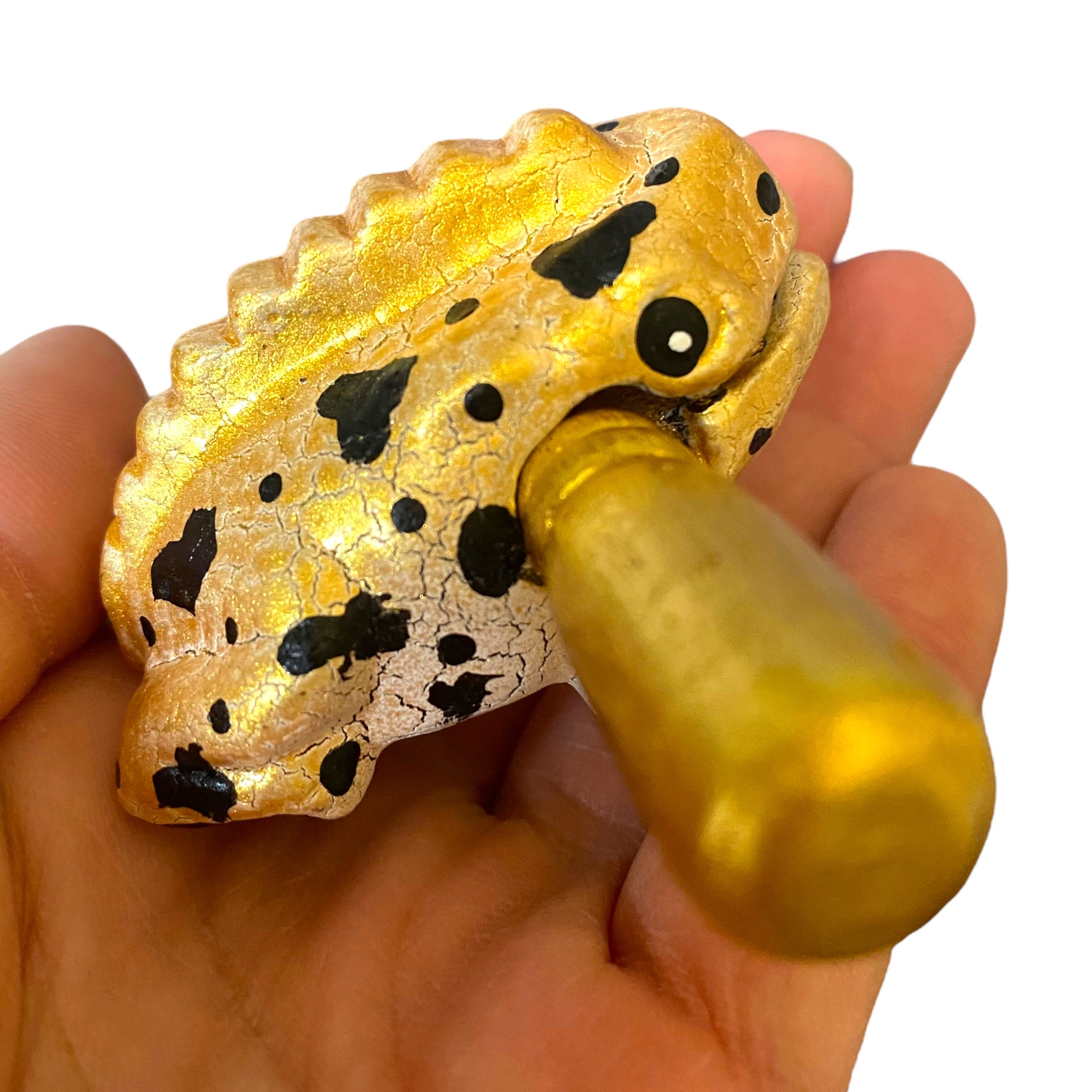 1.5" Wooden Musical Frog - Egyptian Golden Design (Percussion Instrument)