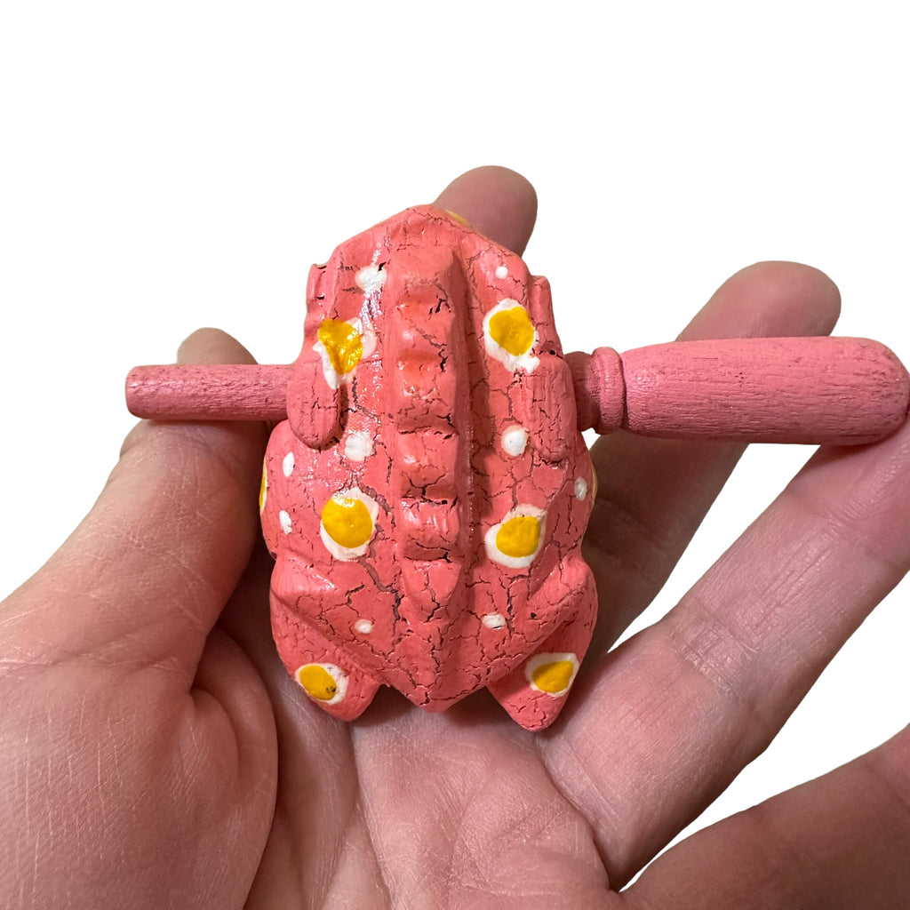 1.5" Wooden Musical Frog - Peach Design (Percussion Instrument)