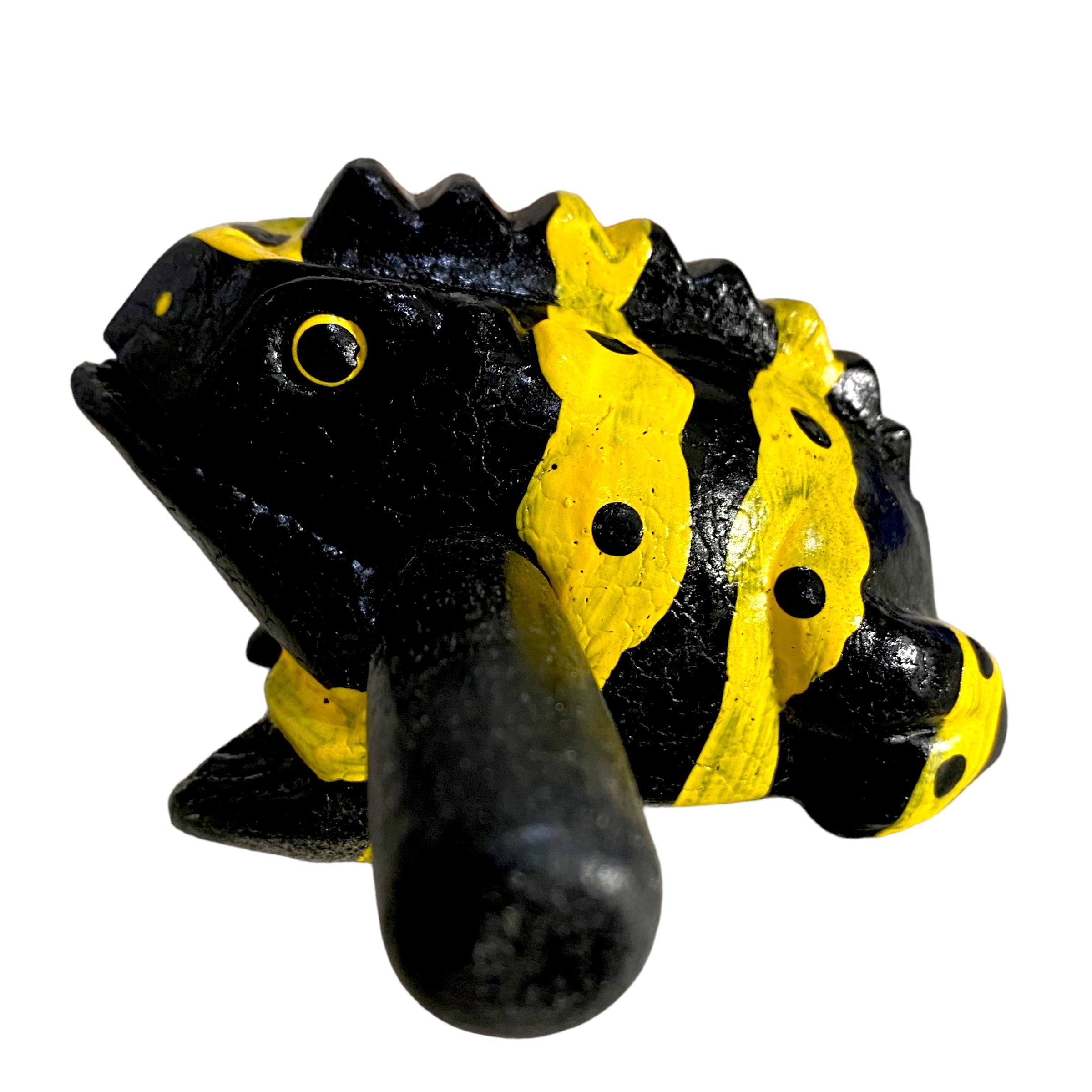 1.5" Wooden Musical Frog - Yellow Dart Design (Percussion Instrument)