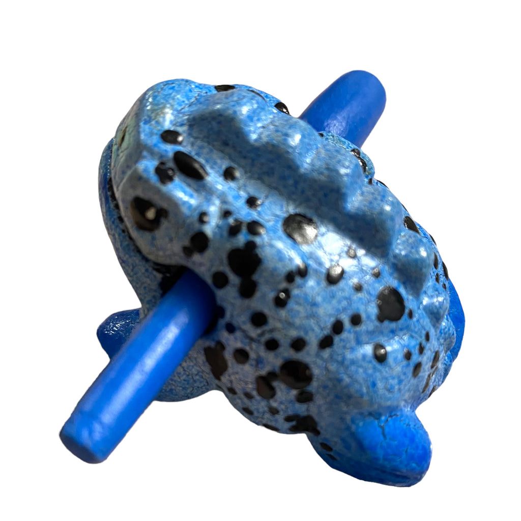 1.5" Wooden Musical Frog - Blue Dart Design (Percussion Instrument)