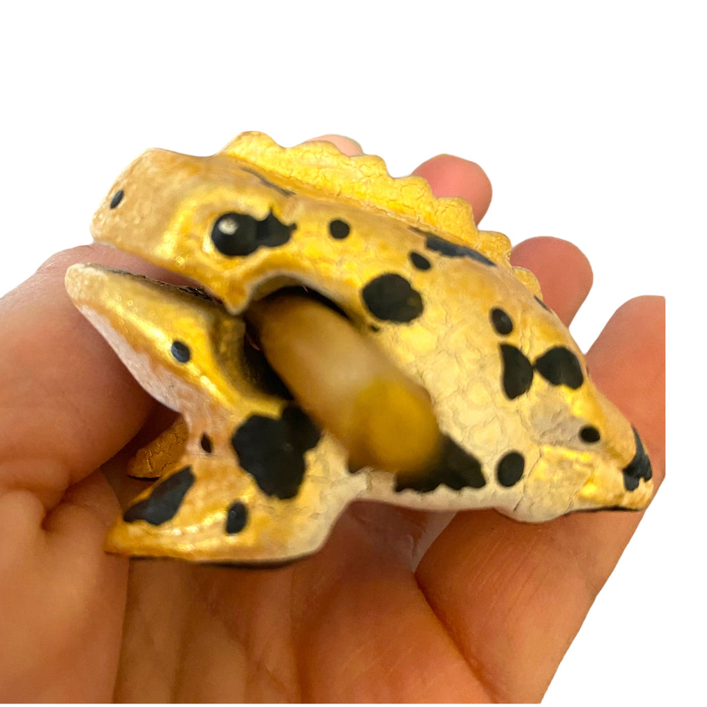 1.5" Wooden Musical Frog - Egyptian Golden Design (Percussion Instrument)