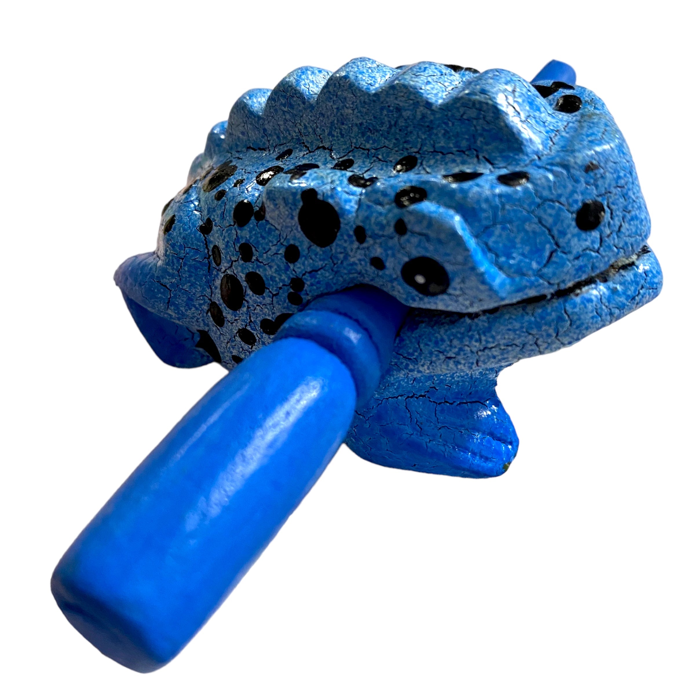1.5" Wooden Musical Frog - Blue Dart Design (Percussion Instrument)