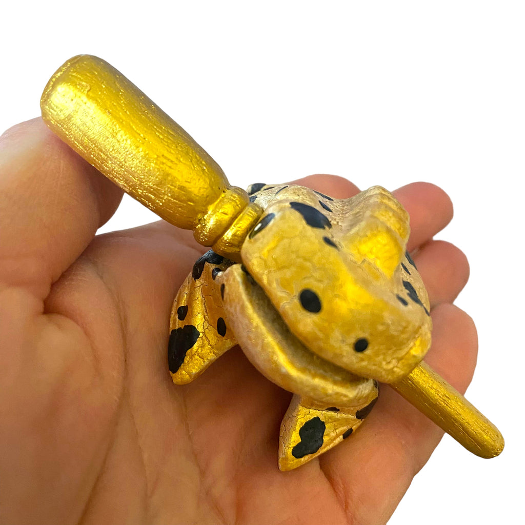 1.5" Wooden Musical Frog - Egyptian Golden Design (Percussion Instrument)