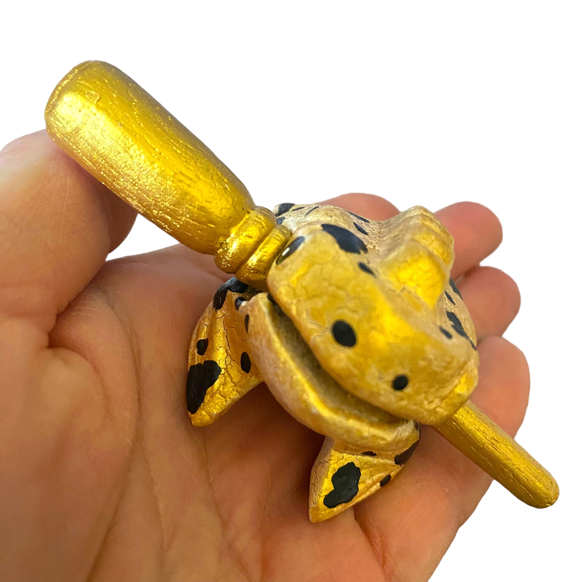 1.5" Wooden Musical Frog - Egyptian Golden Design (Percussion Instrument)