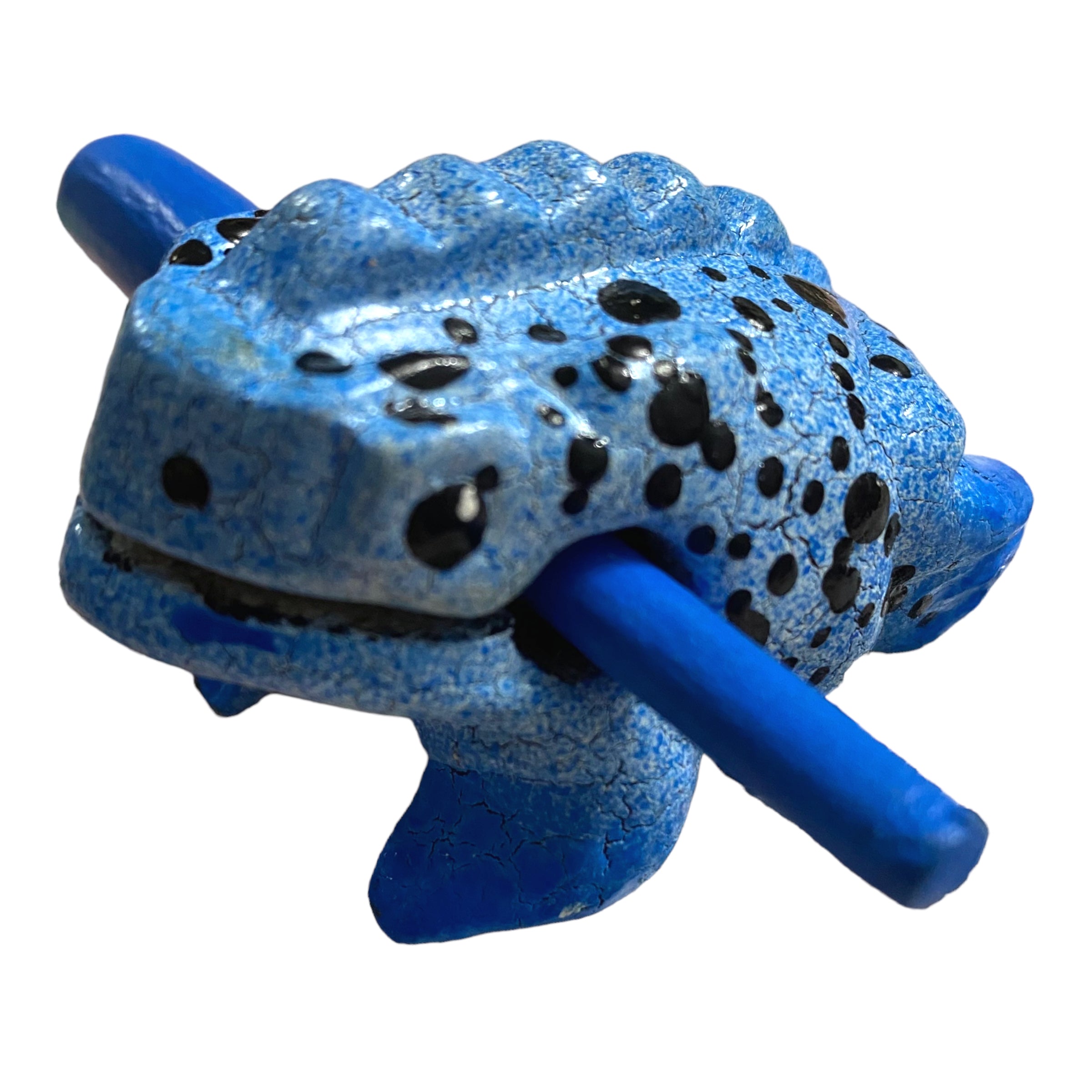 1.5" Wooden Musical Frog - Blue Dart Design (Percussion Instrument)