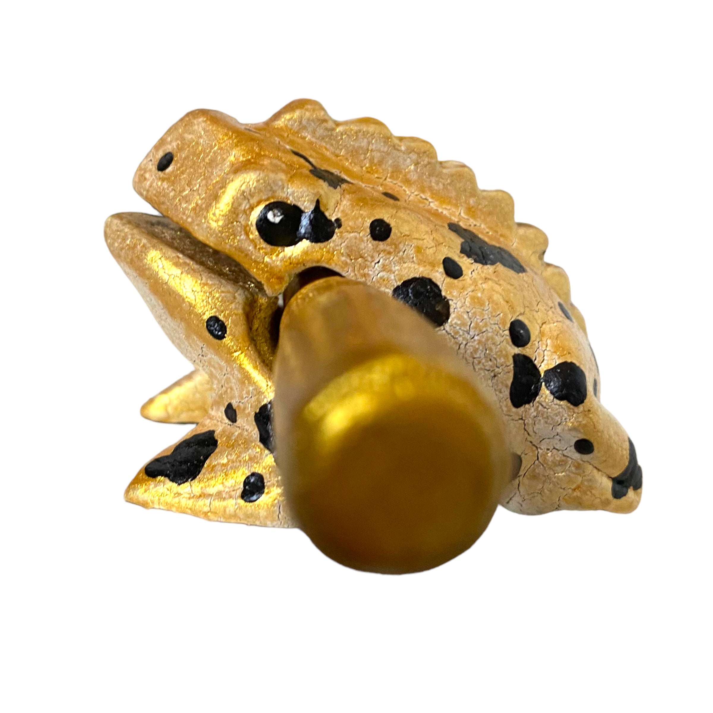 1.5" Wooden Musical Frog - Egyptian Golden Design (Percussion Instrument)