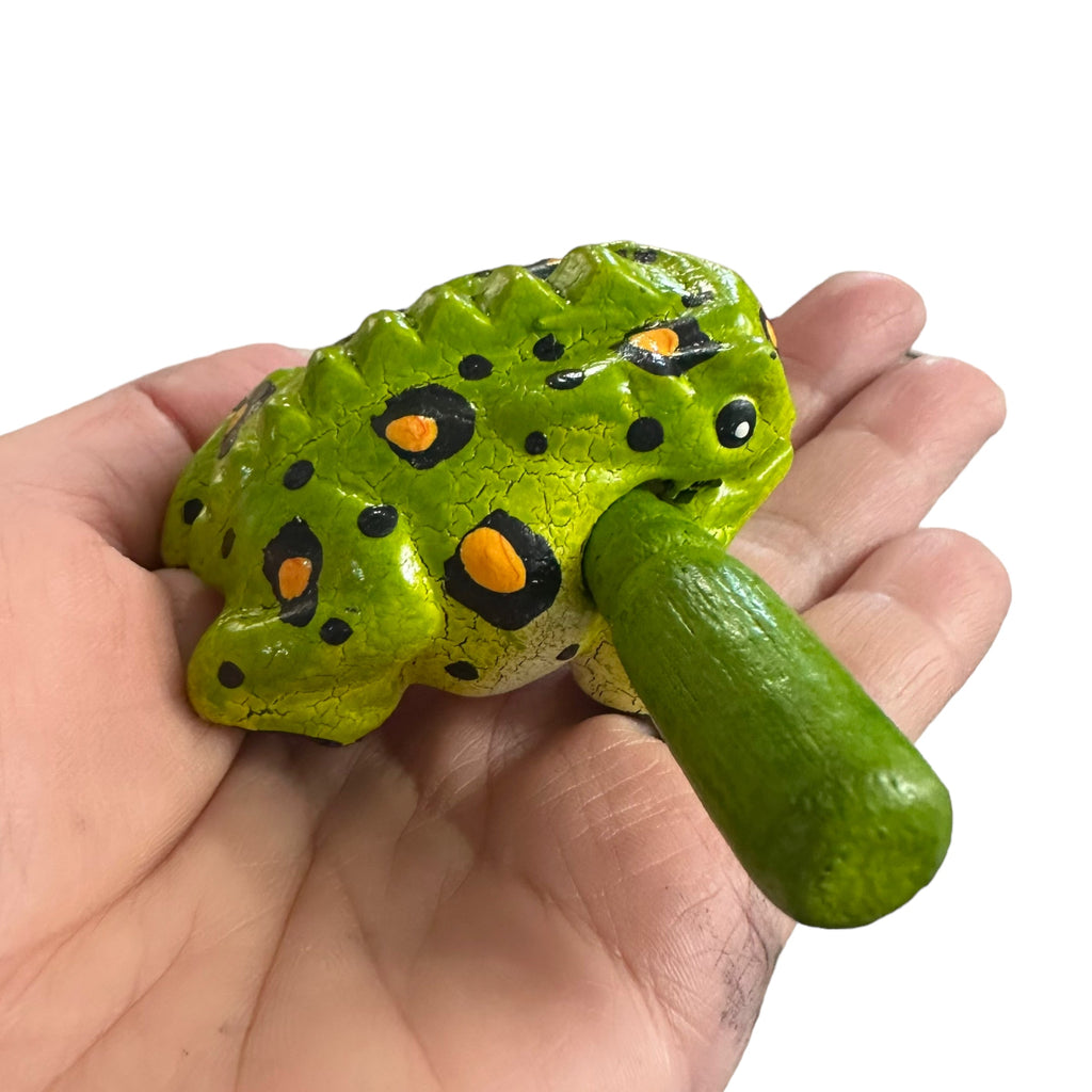 1.5" Wooden Musical Frog - Fern Design (Percussion Instrument)