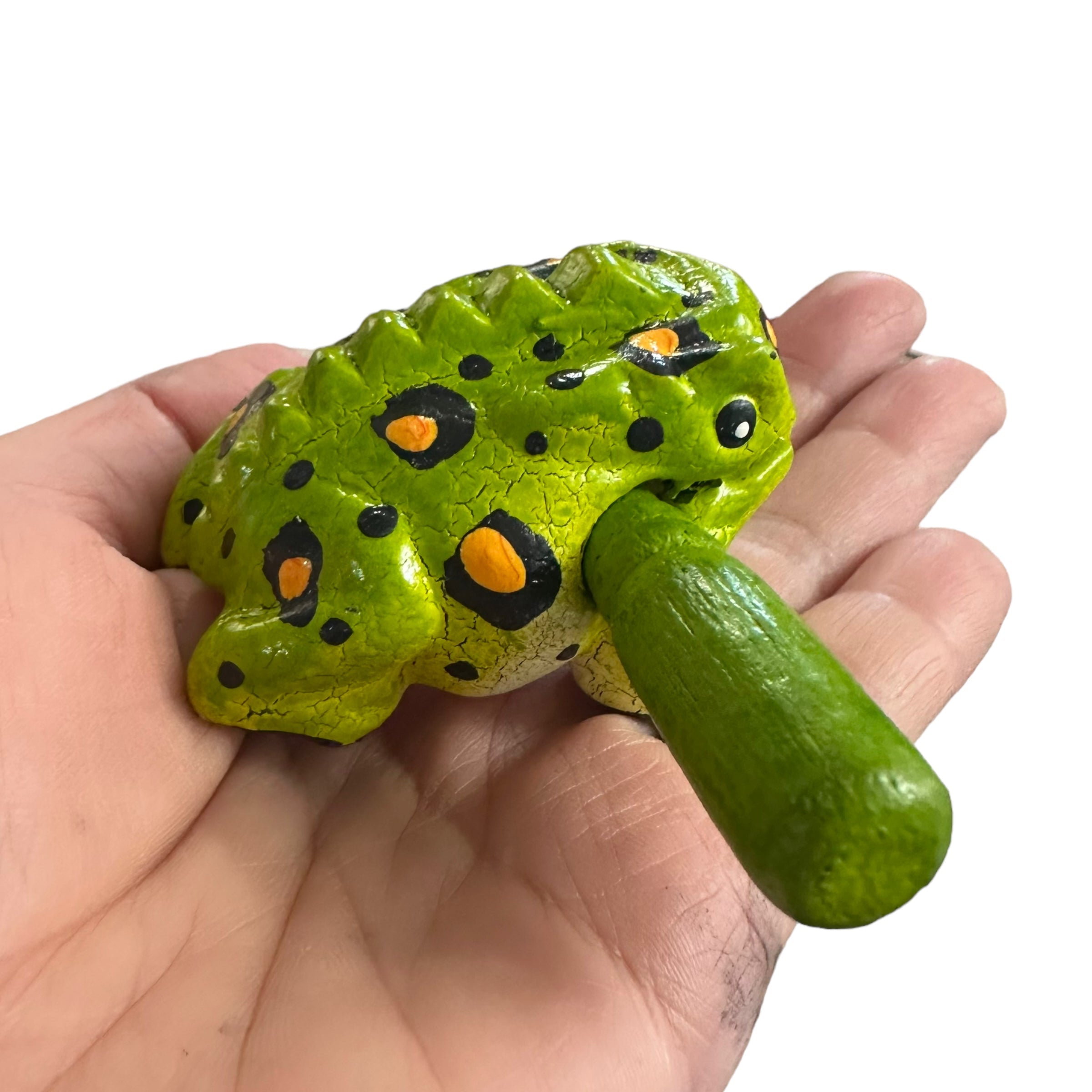 1.5" Wooden Musical Frog - Fern Design (Percussion Instrument)