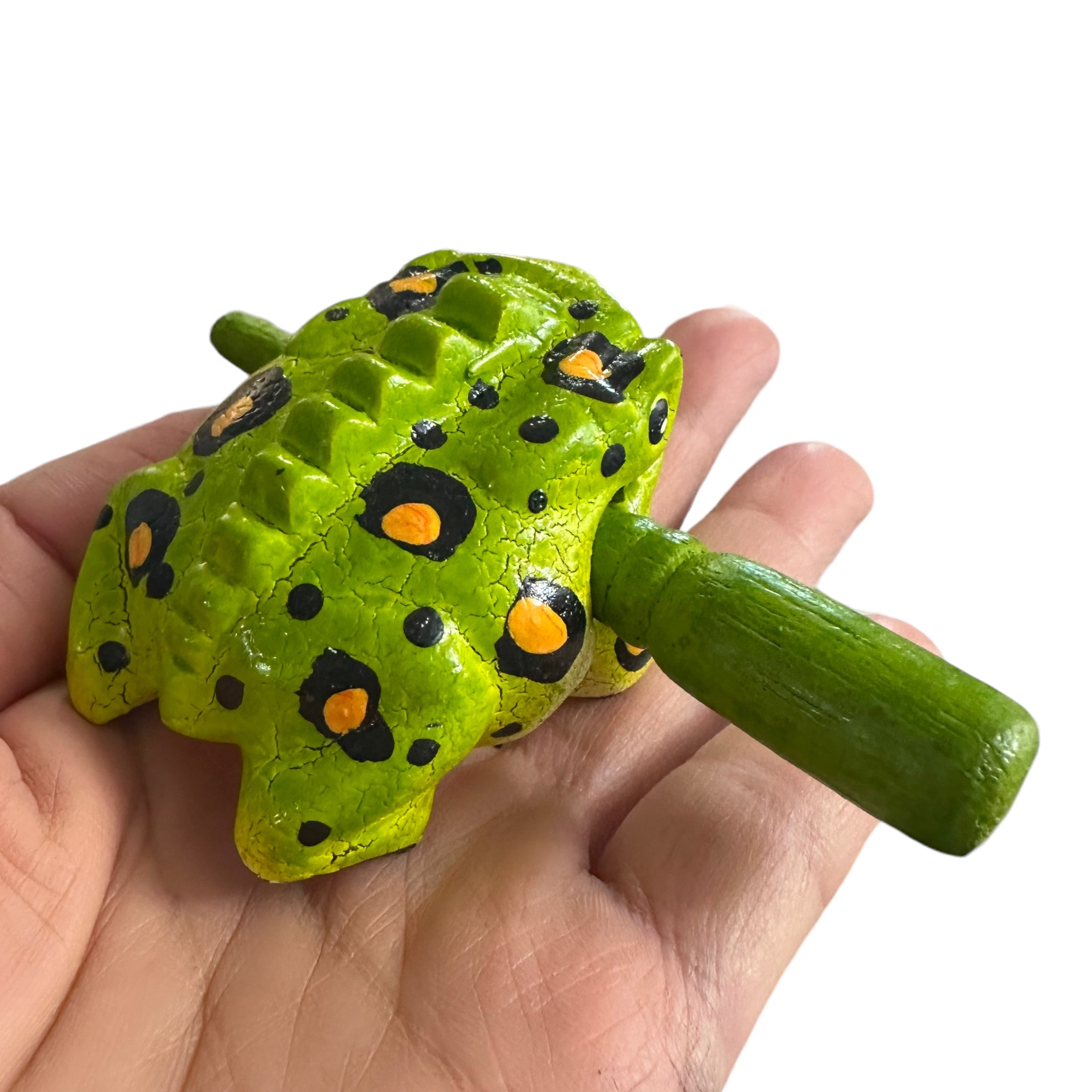 1.5" Wooden Musical Frog - Fern Design (Percussion Instrument)