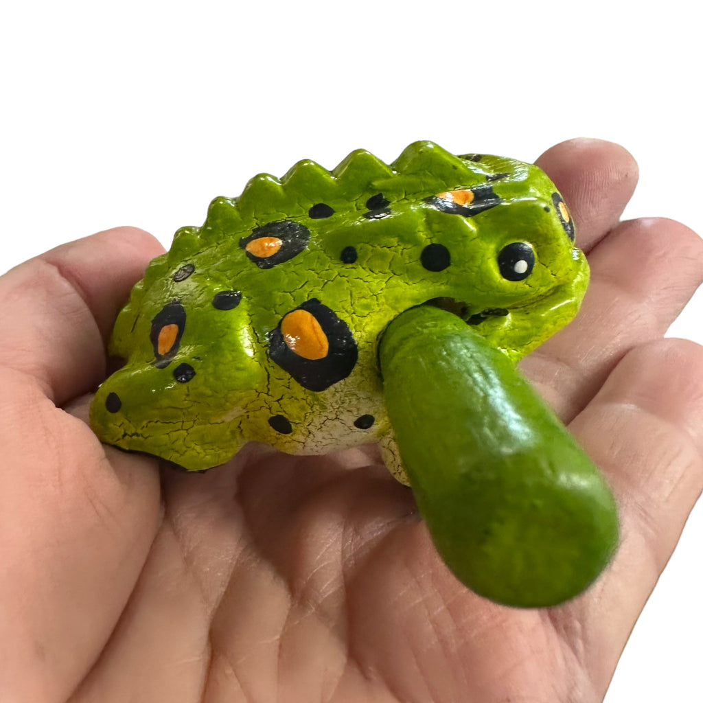 1.5" Wooden Musical Frog - Fern Design (Percussion Instrument)