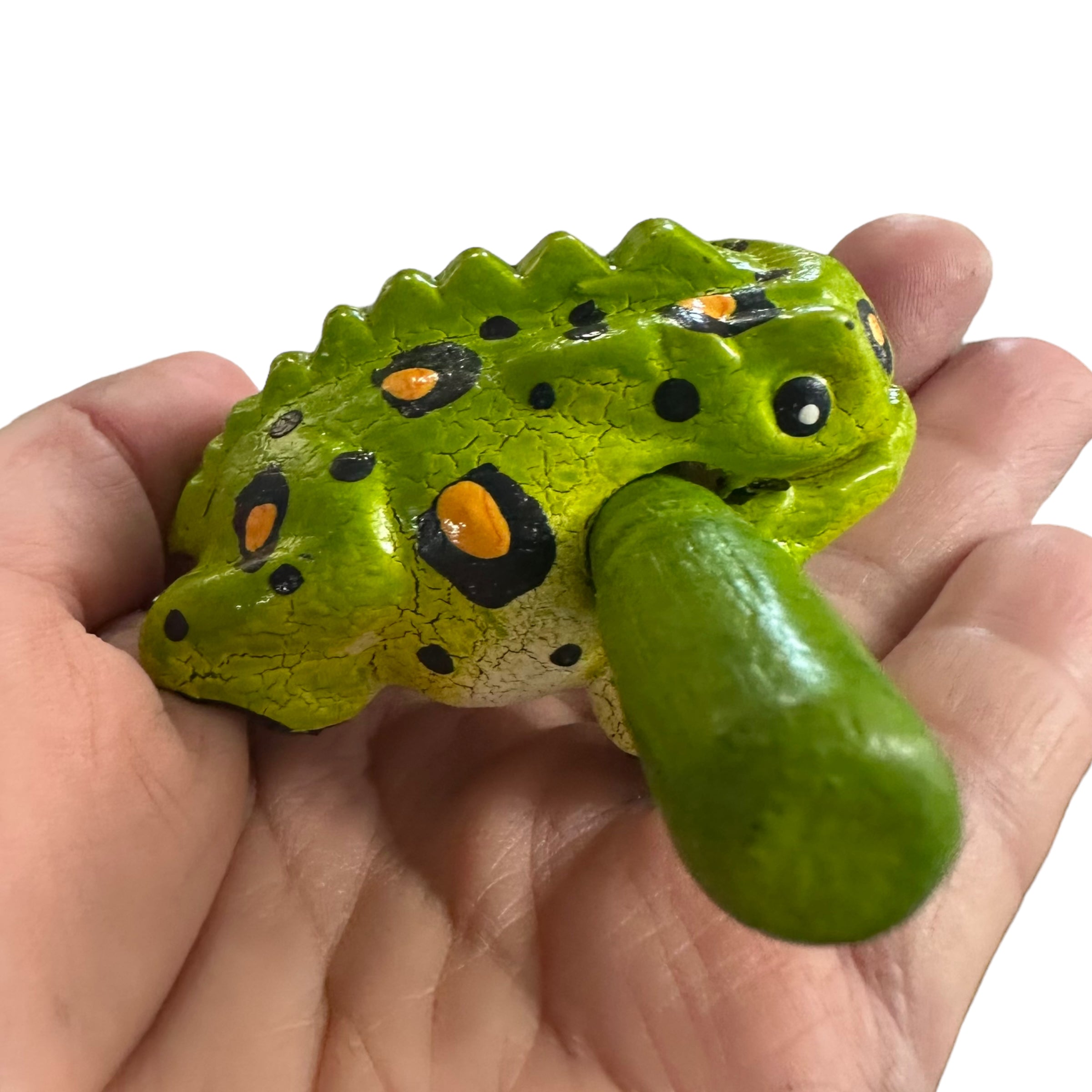 1.5" Wooden Musical Frog - Fern Design (Percussion Instrument)