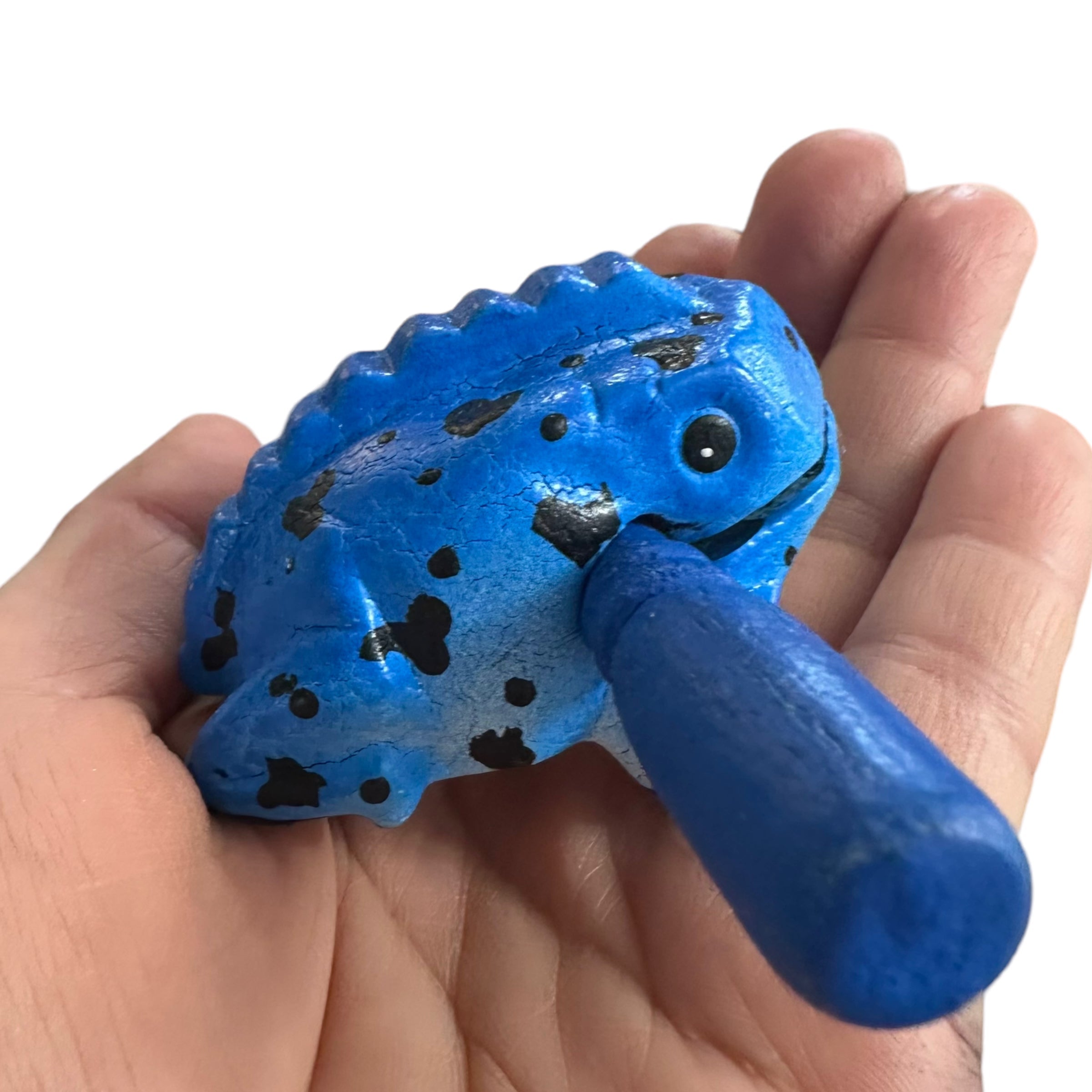 1.5" Wooden Musical Frog - Sky Design (Percussion Instrument)