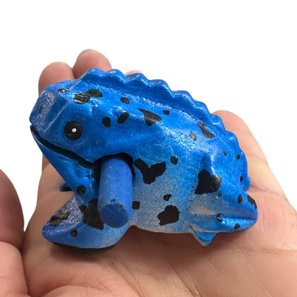 1.5" Wooden Musical Frog - Sky Design (Percussion Instrument)
