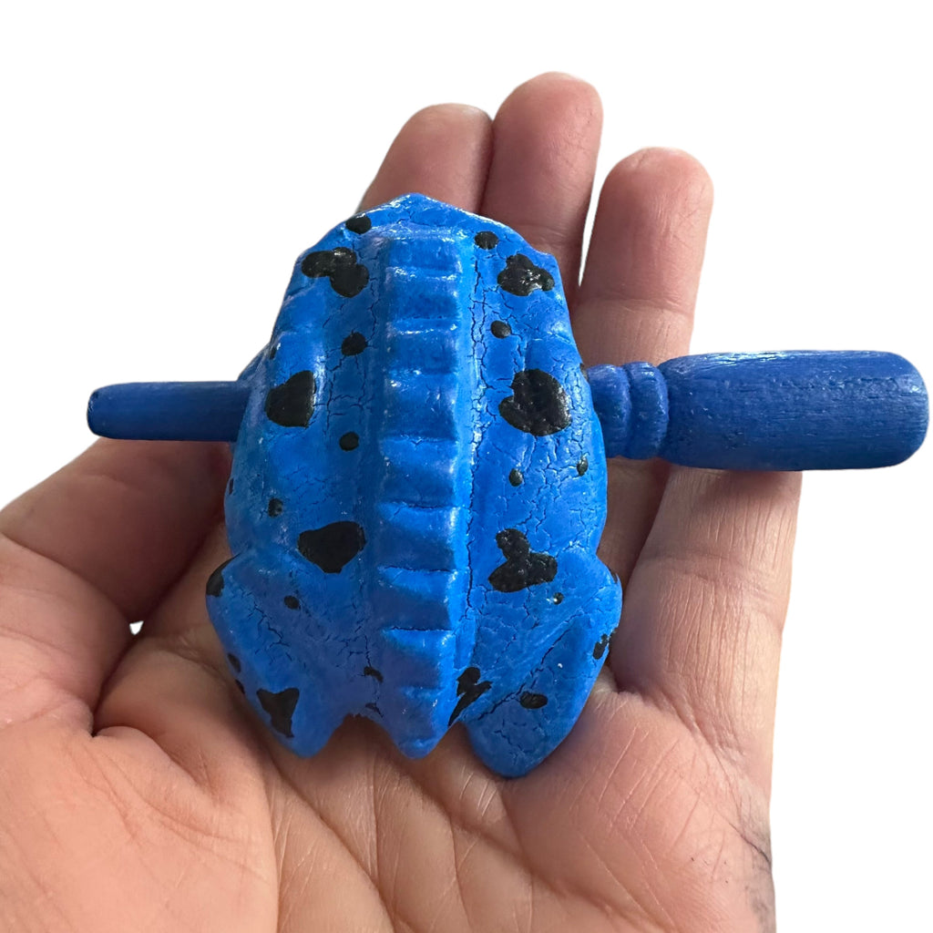 1.5" Wooden Musical Frog - Sky Design (Percussion Instrument)