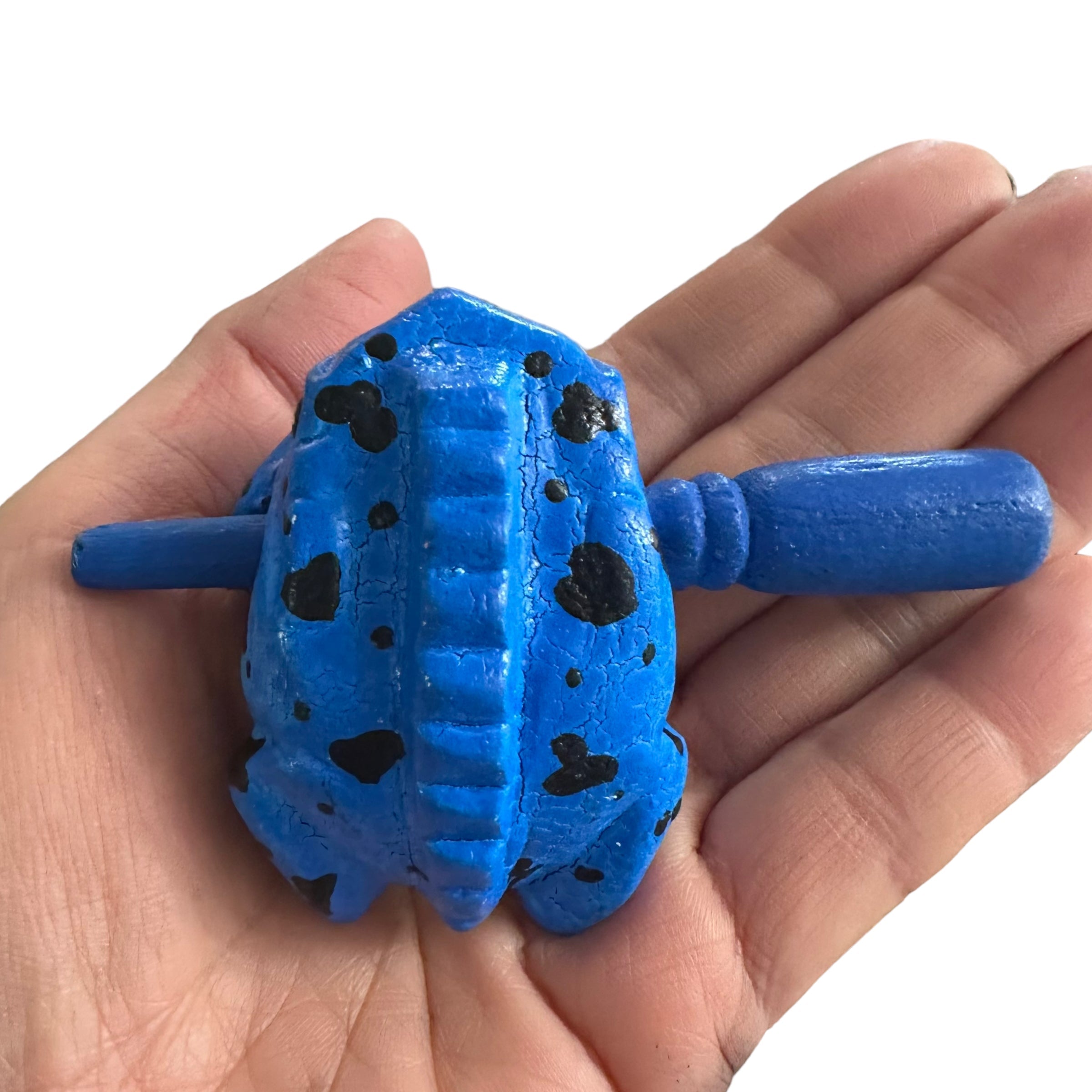 1.5" Wooden Musical Frog - Sky Design (Percussion Instrument)