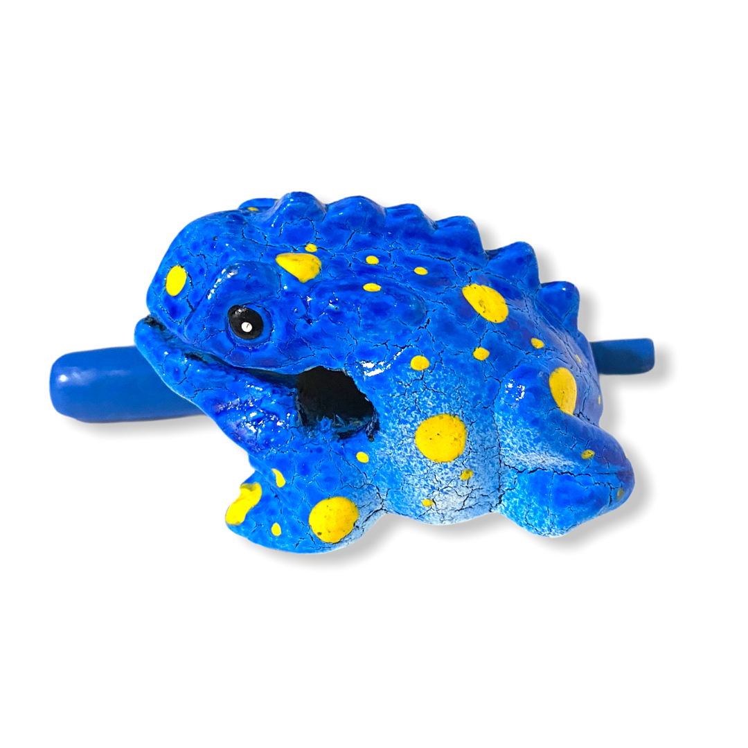 1.5" Wooden Musical Frog - Sea Design (Percussion Instrument)