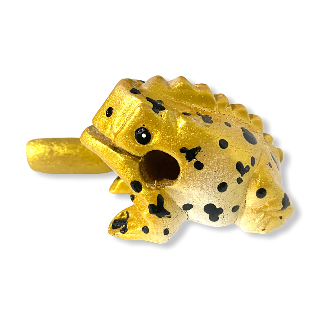 1.5" Wooden Musical Frog - Egyptian Golden Design (Percussion Instrument)