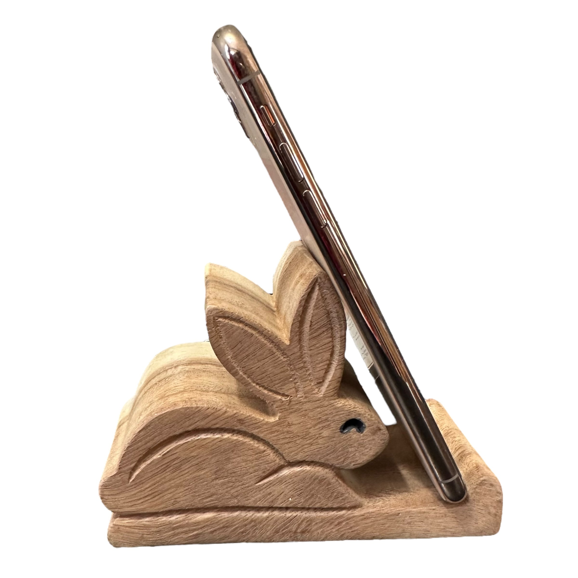 Wooden Rabbit Phone Holder