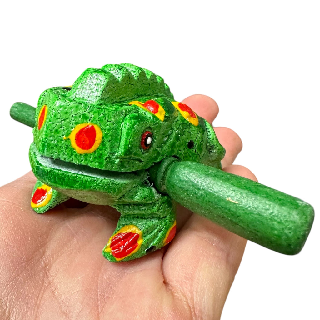 1.5" Wooden Musical Frog - Green Spring Design (Percussion Instrument)