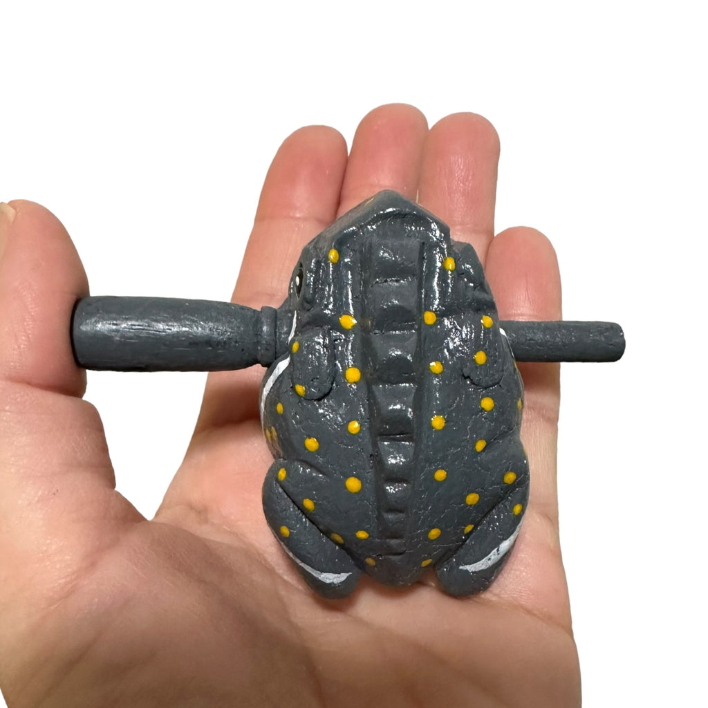1.5" Wooden Musical Frog - Gray Design (Percussion Instrument)
